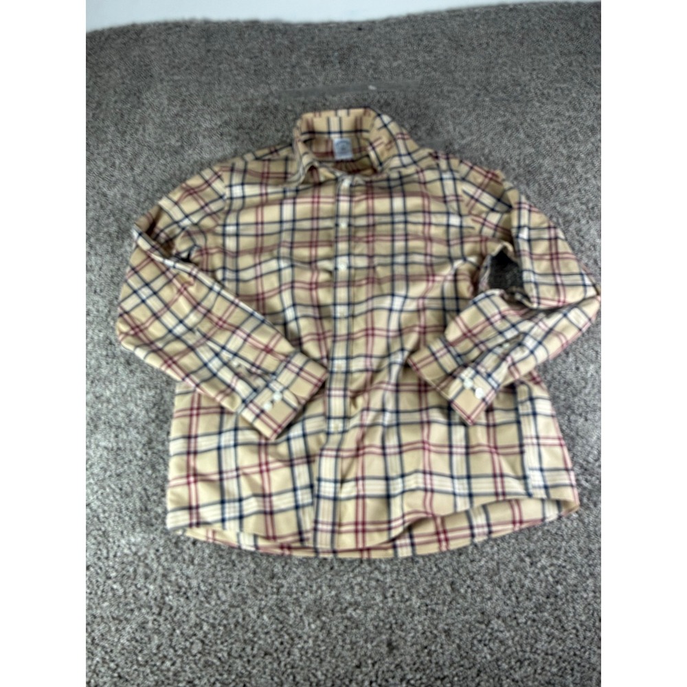 Brooks Brothers 1818 Mens Regular Fit Non-Iron Plaid Button  Shirt Tan Size‎ M